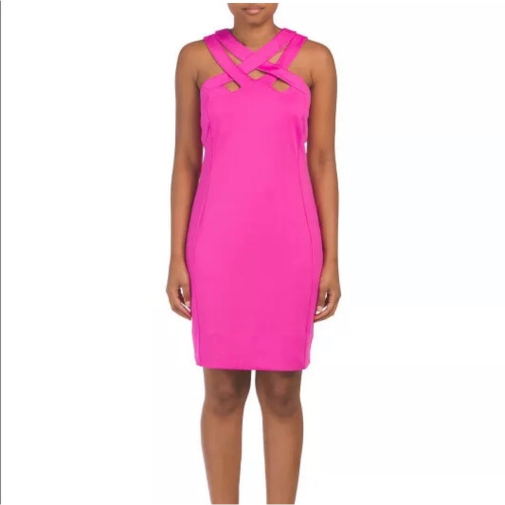 GRETCHEN SCOTT Hotsie Totsie Dress Bright Pink Size L  ($149) NWT Wedding Guest